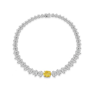 Ruif  Jewelry Classic Design S925 Silver 18.39ct White/ Yellow  Simulated Diamond Pendant Necklace Gemstone Jewelry