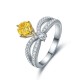 Ruif Jewelry Classic Design S925 Silver 1.0ct Yellow Color Simulated Diamond Ring Wedding Bands