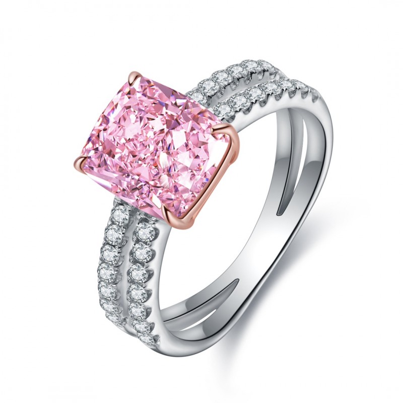 Ruif Jewelry Classic Design S925 Silver 3.0ct Pink/Yellow/White Simulated Diamond Ring Cubic Zircon Ring Jewelry