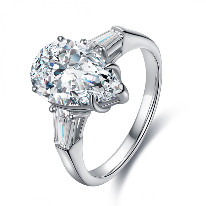 Ruif Jewelry Classic Design S925 Silver 3.0ct White Simulated Diamond Ring Cubic Zircon Ring 