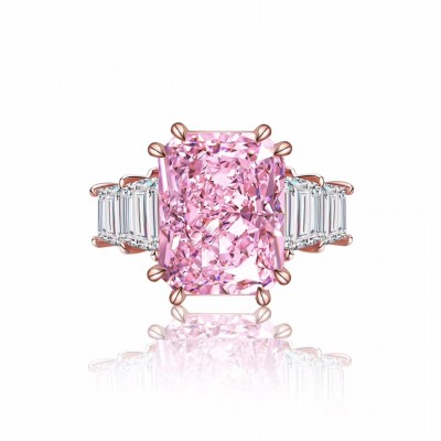 Ruif Jewelry Classic Design 9K gold 10.0ct Pink Simulated Diamond Ring Wedding Bands