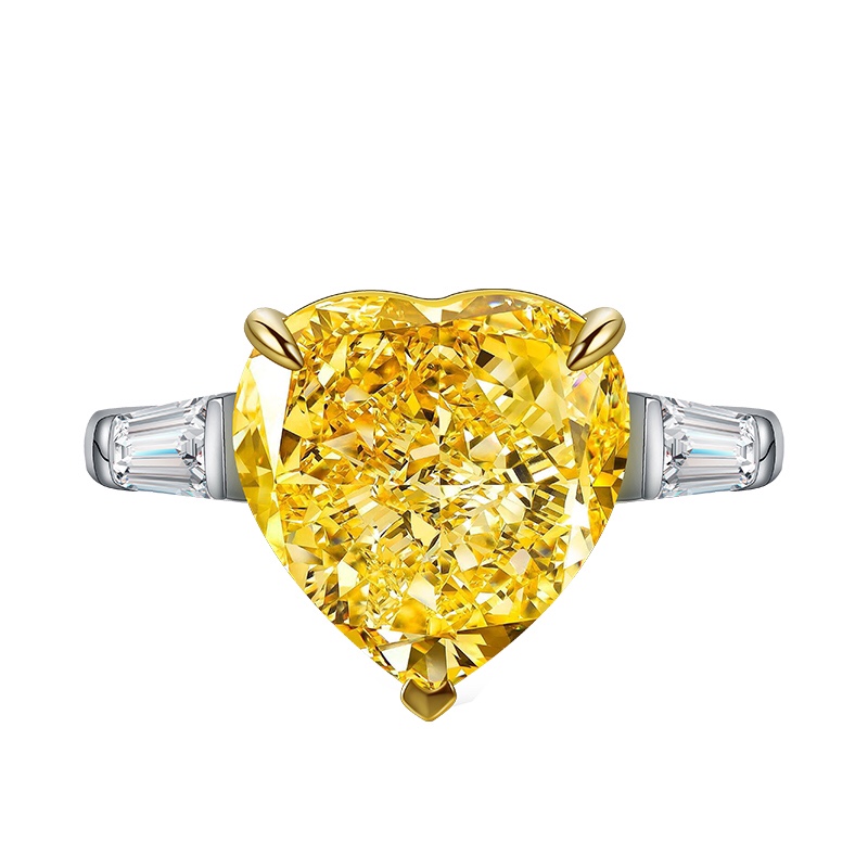 Ruif Jewelry Classic Design S925 Silver 5ct Yellow Simulated Diamond Ring Wedding Bands