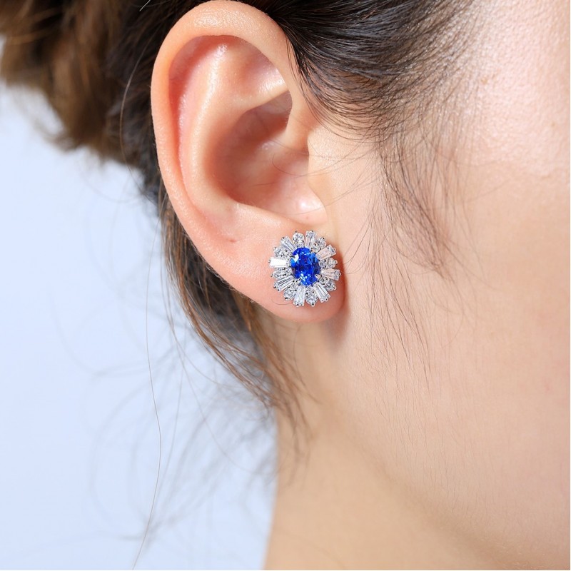 Ruif Jewelry Classic Design S925 Silver 2.1ct Lab Grown Cobalt Spinel  Earrings Gemstone Jewelry Party Gift