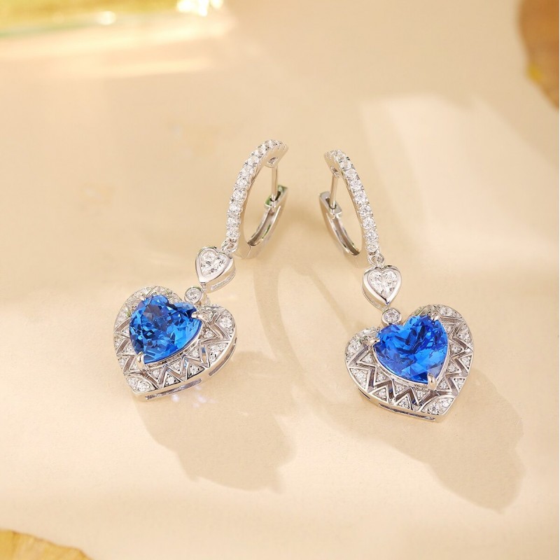 Ruif Jewelry Classic Design S925 Silver 6.75ct Lab Grown Cobalt Spinel  Earrings Gemstone Jewelry Party Gift