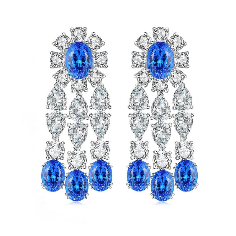 Ruif Jewelry Classic Design S925 Silver 13.13ct Lab Grown Cobalt Spinel  Earrings Gemstone Jewelry Party Gift