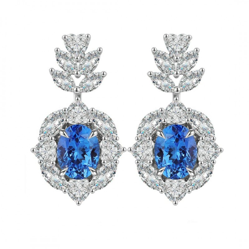 Ruif Jewelry Classic Design S925 Silver 4.74ct Lab Grown Cobalt Spinel  Earrings Gemstone Jewelry Party Gift