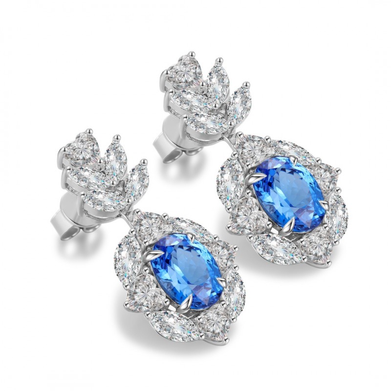 Ruif Jewelry Classic Design S925 Silver 4.74ct Lab Grown Cobalt Spinel  Earrings Gemstone Jewelry Party Gift