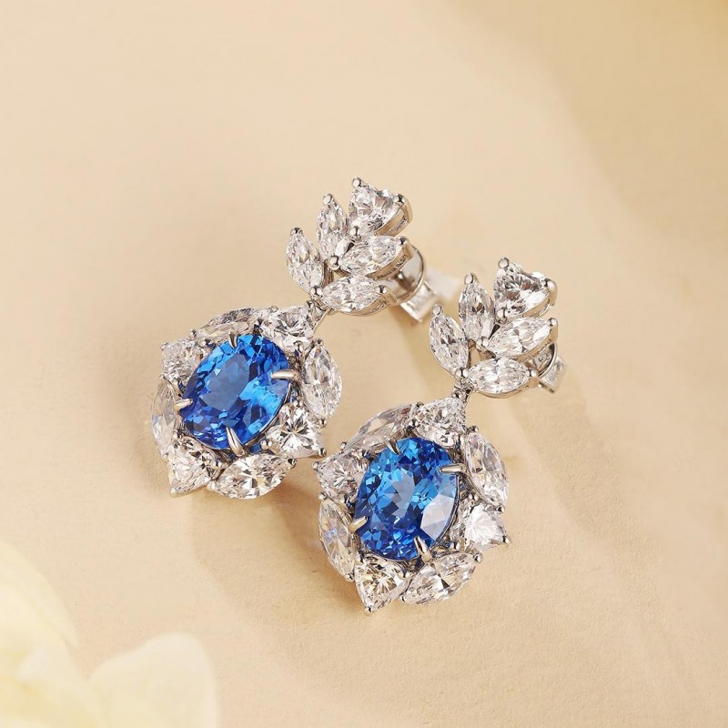 Ruif Jewelry Classic Design S925 Silver 4.74ct Lab Grown Cobalt Spinel  Earrings Gemstone Jewelry Party Gift