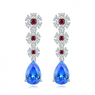 Ruif Jewelry Classic Design S925 Silver 7.2ct Lab Grown Cobalt Spinel  Earrings Gemstone Jewelry Party Gift