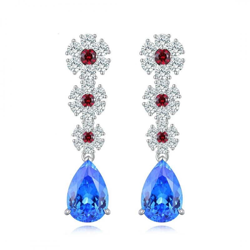 Ruif Jewelry Classic Design S925 Silver 7.2ct Lab Grown Cobalt Spinel  Earrings Gemstone Jewelry Party Gift