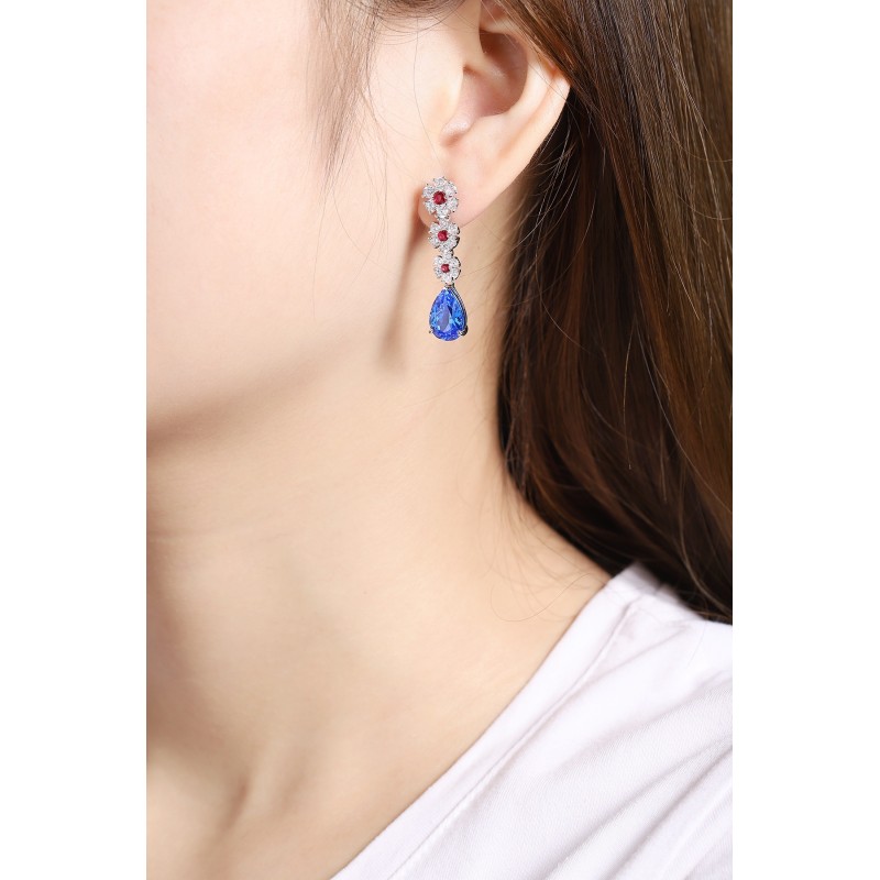 Ruif Jewelry Classic Design S925 Silver 7.2ct Lab Grown Cobalt Spinel  Earrings Gemstone Jewelry Party Gift