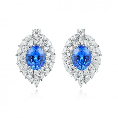 Ruif Jewelry Classic Design S925 Silver 4.28ct Lab Grown Cobalt Spinel  Earrings Gemstone Jewelry Party Gift