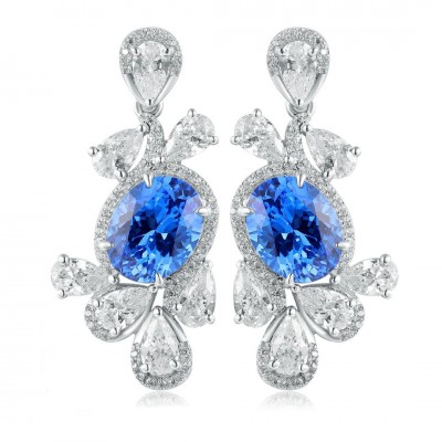 Ruif Jewelry Classic Design S925 Silver 4.35ct Lab Grown Cobalt Spinel  Earrings Gemstone Jewelry Party Gift