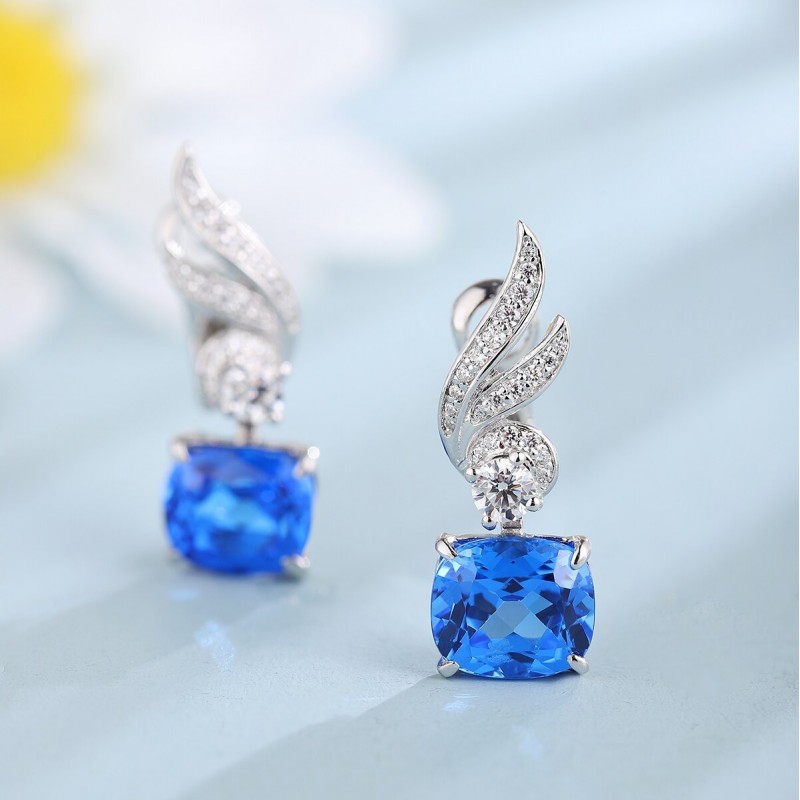 Ruif Jewelry Classic Design S925 Silver 6.25ct Lab Grown Cobalt Spinel  Earrings Gemstone Jewelry Party Gift