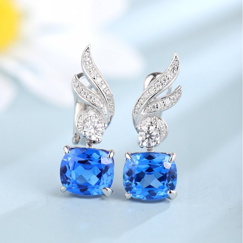 Ruif Jewelry Classic Design S925 Silver 6.25ct Lab Grown Cobalt Spinel  Earrings Gemstone Jewelry Party Gift