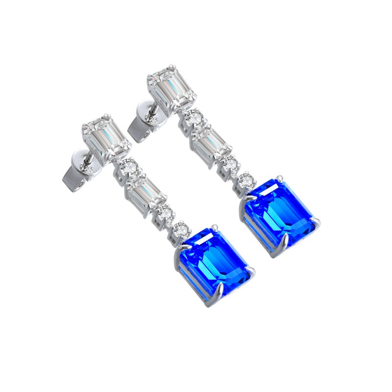 Ruif Jewelry Classic Design S925 Silver 6.03ct Lab Grown Cobalt Spinel  Earrings Gemstone Jewelry Party Gift