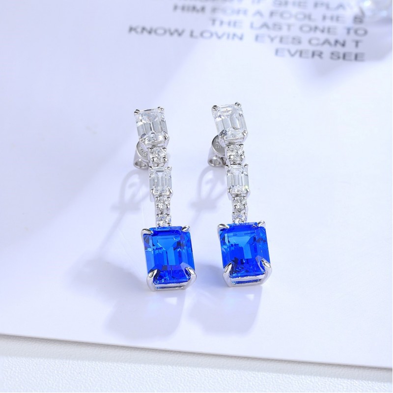 Ruif Jewelry Classic Design S925 Silver 6.03ct Lab Grown Cobalt Spinel  Earrings Gemstone Jewelry Party Gift