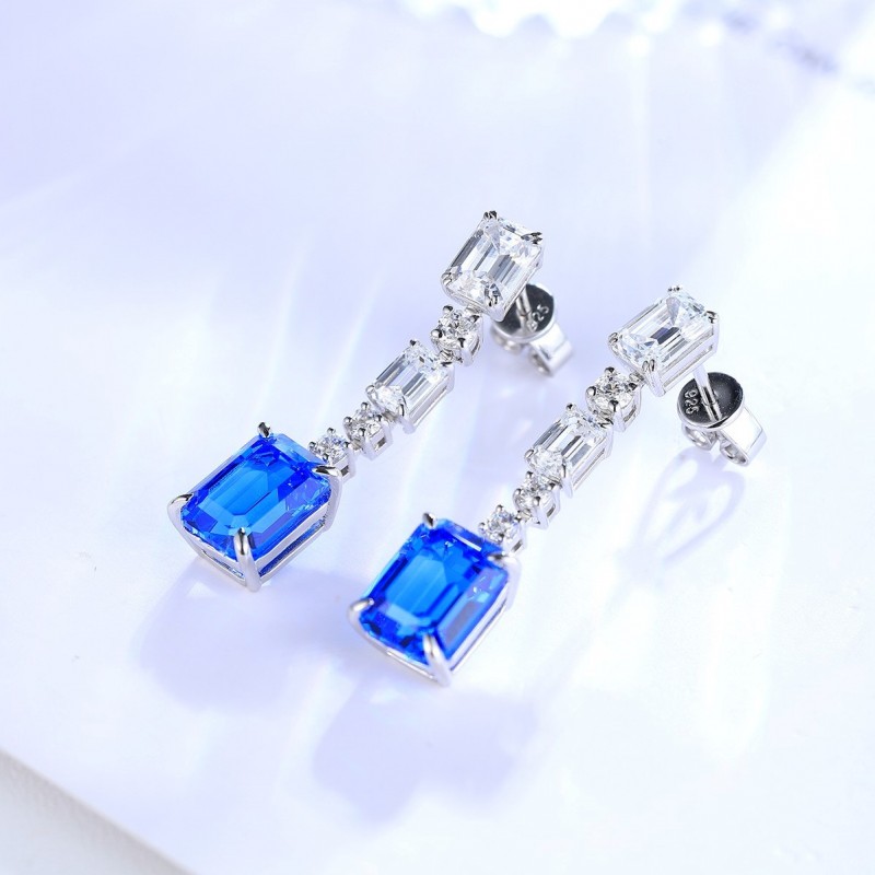 Ruif Jewelry Classic Design S925 Silver 6.03ct Lab Grown Cobalt Spinel  Earrings Gemstone Jewelry Party Gift