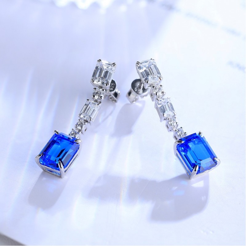 Ruif Jewelry Classic Design S925 Silver 6.03ct Lab Grown Cobalt Spinel  Earrings Gemstone Jewelry Party Gift