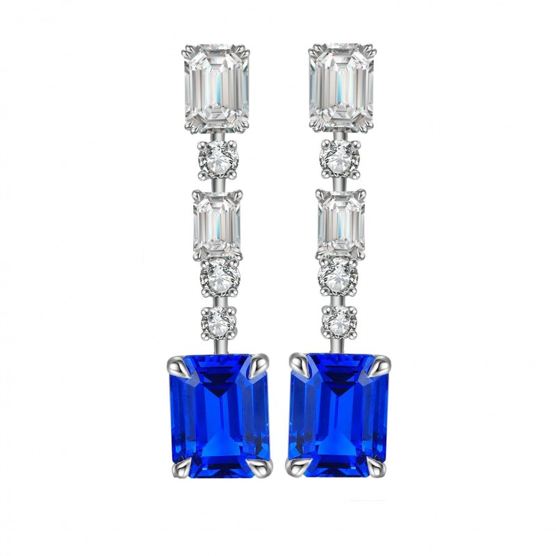 Ruif Jewelry Classic Design S925 Silver 6.03ct Lab Grown Cobalt Spinel  Earrings Gemstone Jewelry Party Gift