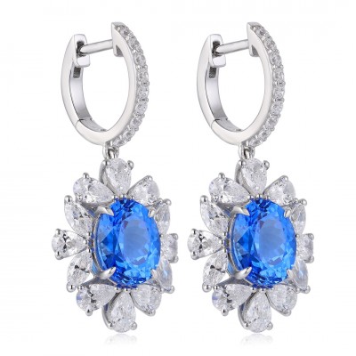 Ruif Jewelry Classic Design S925 Silver 6.17ct Lab Grown Cobalt Spinel  Earrings Gemstone Jewelry Party Gift