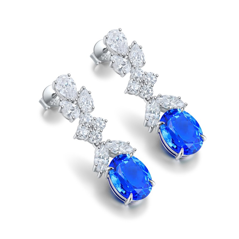 Ruif Jewelry Classic Design S925 Silver 6.712ct Lab Grown Cobalt Spinel  Earrings Gemstone Jewelry Party Gift