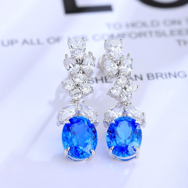 Ruif Jewelry Classic Design S925 Silver 6.712ct Lab Grown Cobalt Spinel  Earrings Gemstone Jewelry Party Gift