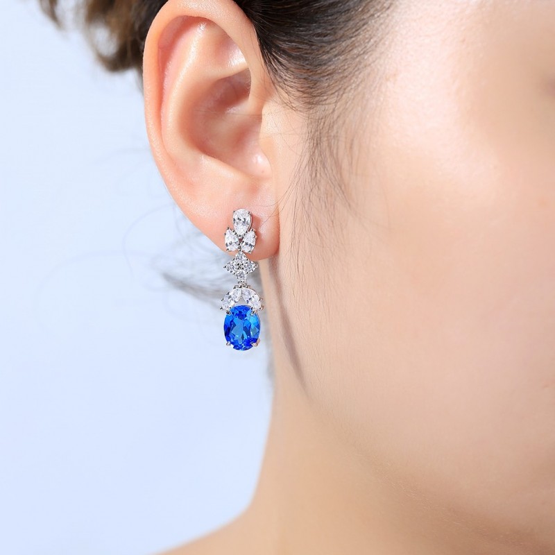 Ruif Jewelry Classic Design S925 Silver 6.712ct Lab Grown Cobalt Spinel  Earrings Gemstone Jewelry Party Gift