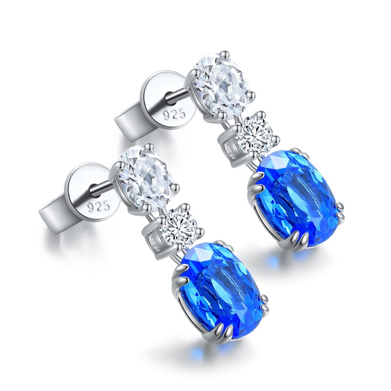 Ruif Jewelry Classic Design S925 Silver 2.506ct Lab Grown Cobalt Spinel  Earrings Gemstone Jewelry Party Gift