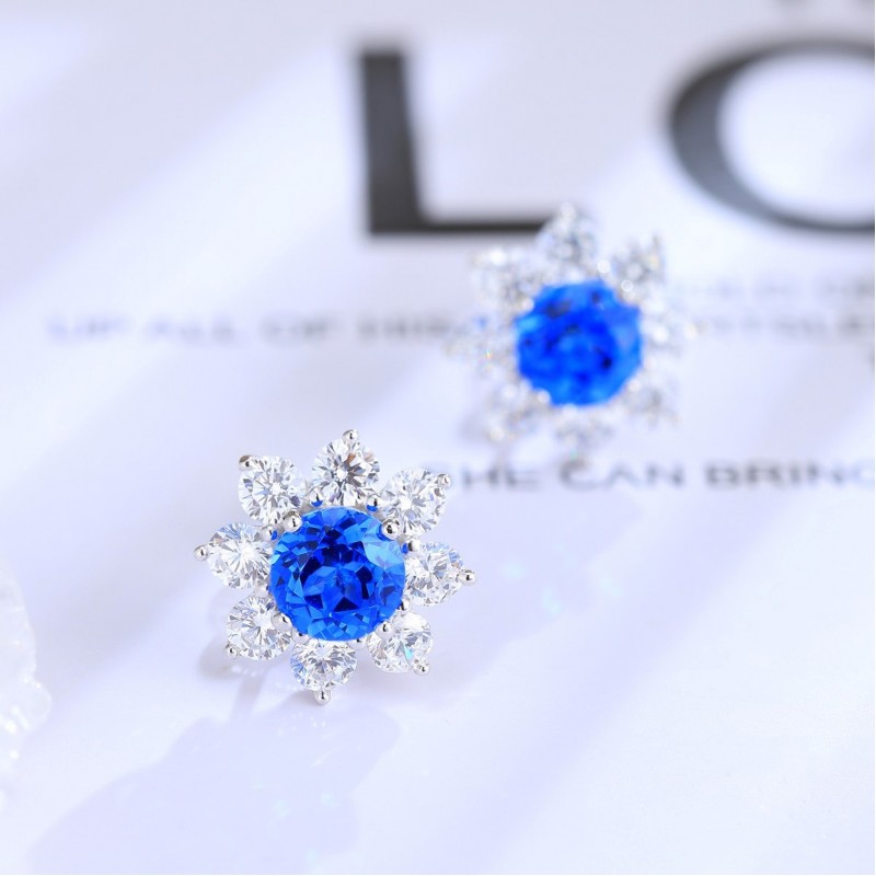 Ruif Jewelry Classic Design S925 Silver 2.72ct Lab Grown Cobalt Spinel  Earrings Gemstone Jewelry Party Gift