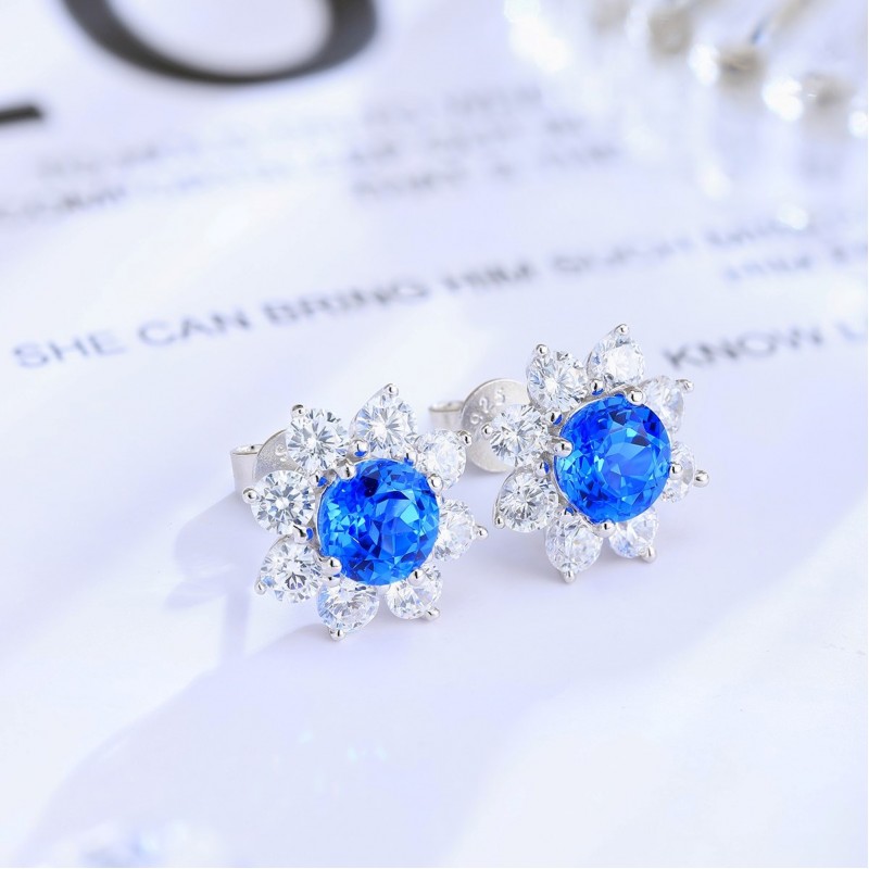 Ruif Jewelry Classic Design S925 Silver 2.72ct Lab Grown Cobalt Spinel  Earrings Gemstone Jewelry Party Gift