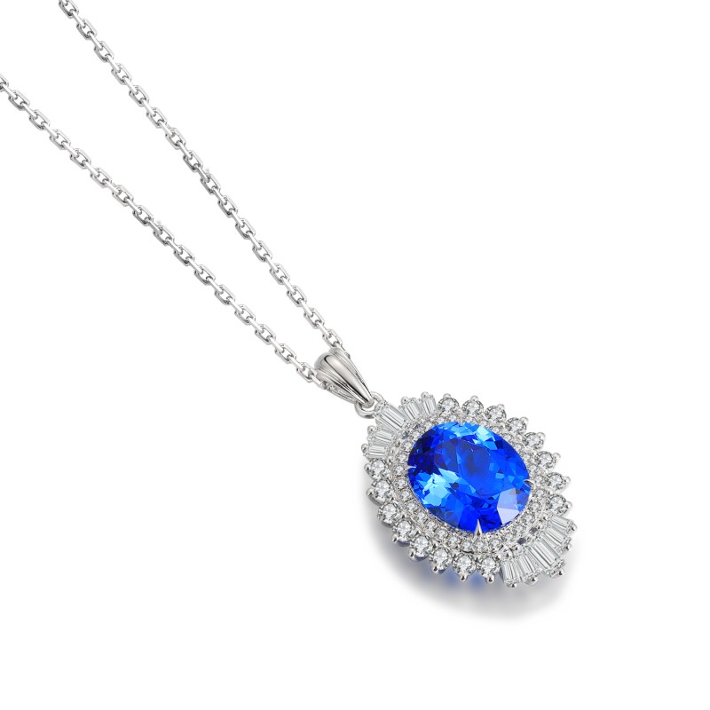 Ruif Jewelry Classic Design S925 Silver 5.97ct Lab Grown Cobalt Spinel Necklace Wedding Bands