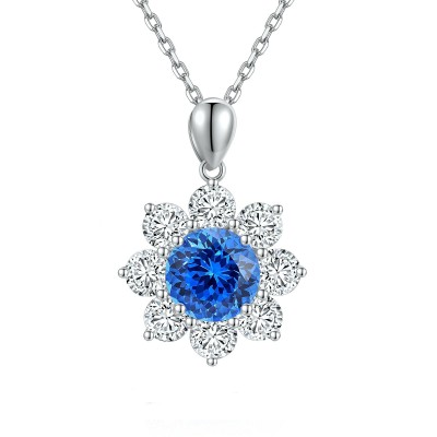 Ruif Jewelry Classic Design S925 Silver 3.5ct Lab Grown Cobalt Spinel Necklace Wedding Bands