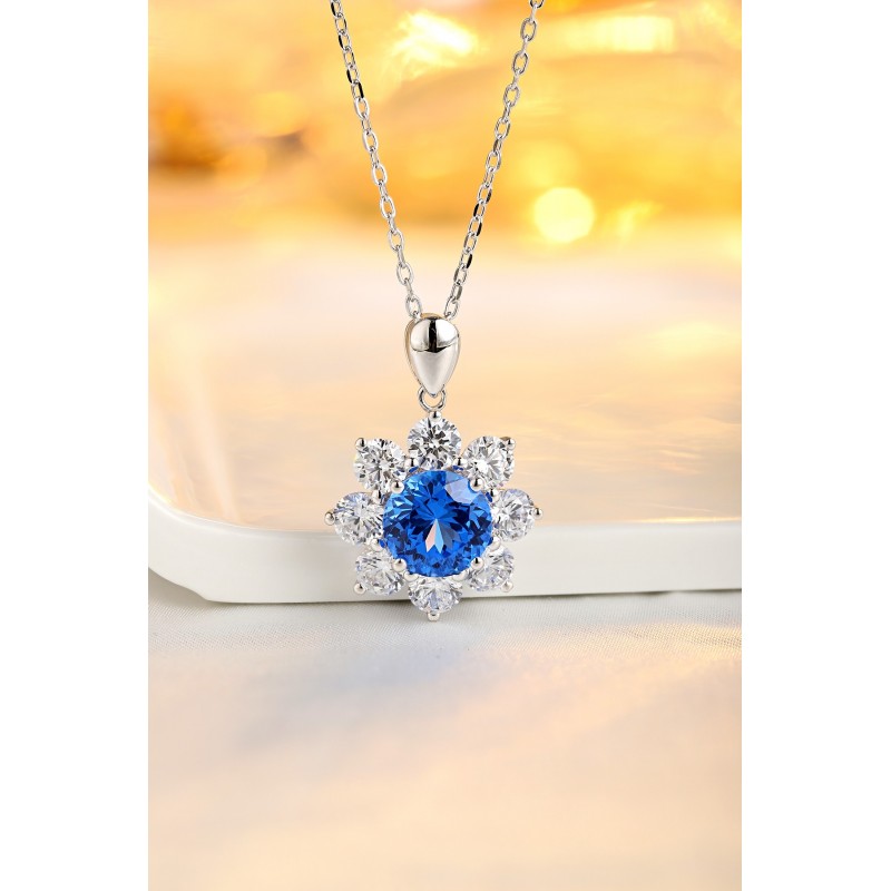 Ruif Jewelry Classic Design S925 Silver 3.5ct Lab Grown Cobalt Spinel Necklace Wedding Bands