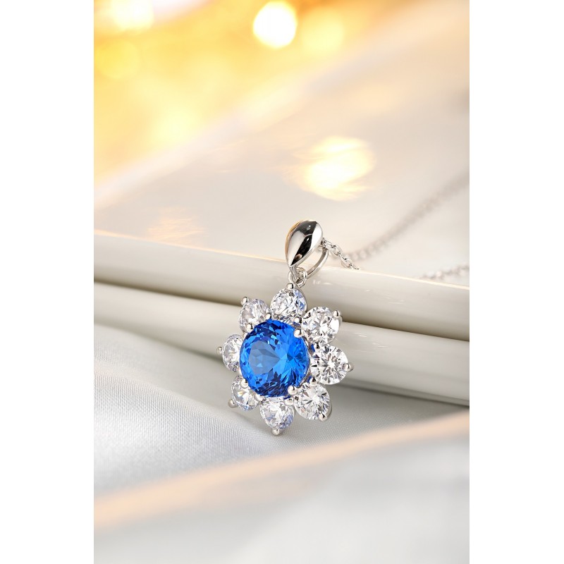 Ruif Jewelry Classic Design S925 Silver 3.5ct Lab Grown Cobalt Spinel Necklace Wedding Bands