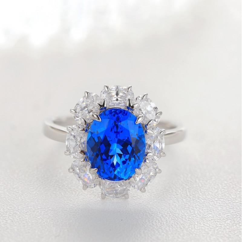 Ruif Jewelry Classic Design S925 Silver 2.98ct Lab Grown Cobalt Spinel Ring Wedding Bands