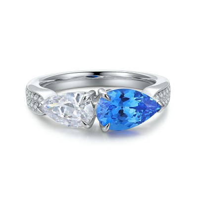 Ruif Jewelry Classic Design S925 Silver 1.57ct Lab Grown Cobalt Spinel Ring Wedding Bands