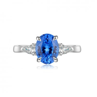 Ruif Jewelry Classic Design S925 Silver 1.84ct Lab Grown Cobalt Spinel Ring Wedding Bands