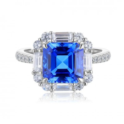 Ruif Jewelry Classic Design S925 Silver 3.31ct Lab Grown Cobalt Spinel Ring Wedding Bands