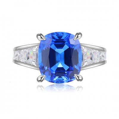 Ruif Jewelry Classic Design S925 Silver 4.71ct Lab Grown Cobalt Spinel Ring Wedding Bands