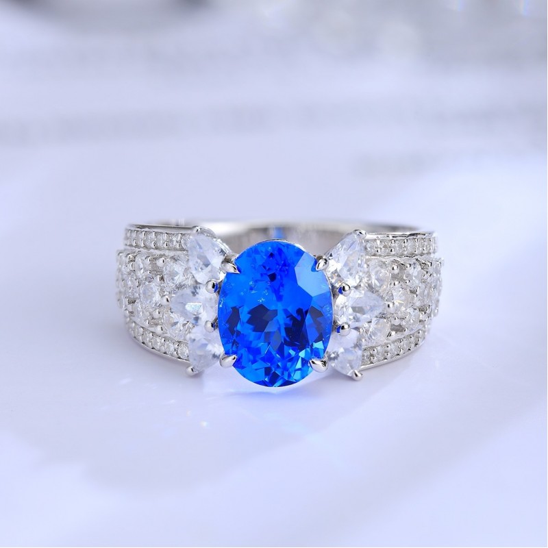 Ruif Jewelry Classic Design S925 Silver 2.42ct Lab Grown Cobalt Spinel Ring Wedding Bands Party Gift