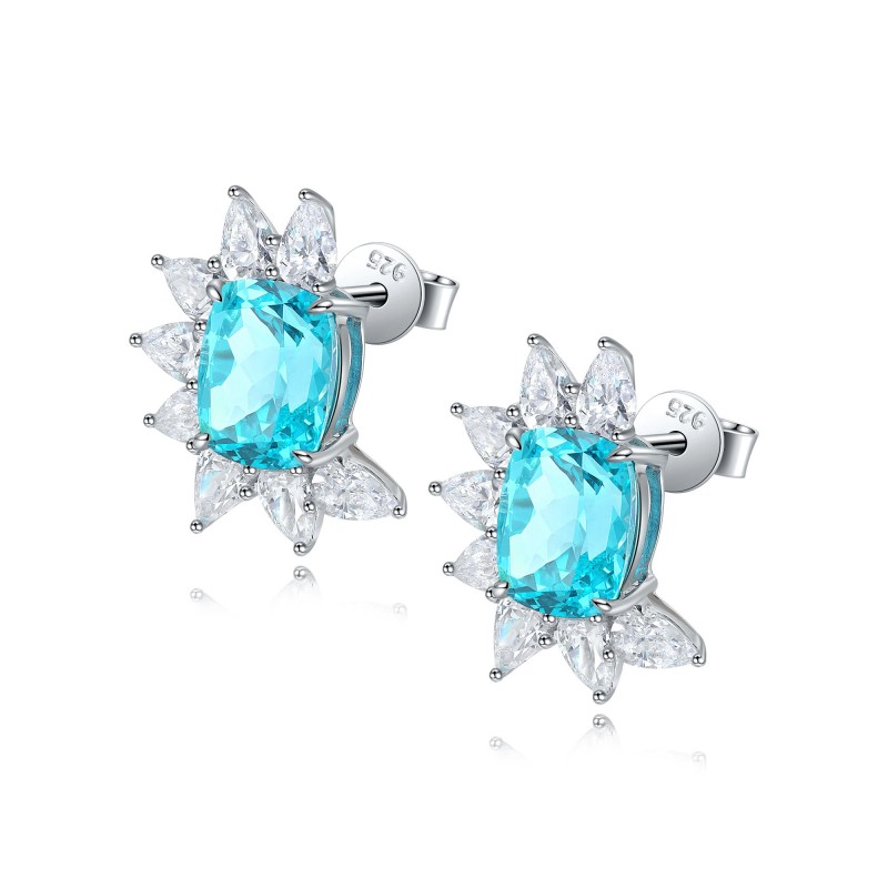 Ruif Jewelry Classic Design S925 Silver 7.102ct Lab Grown Paraiba Sapphire Earrings Gemstone Jewelry