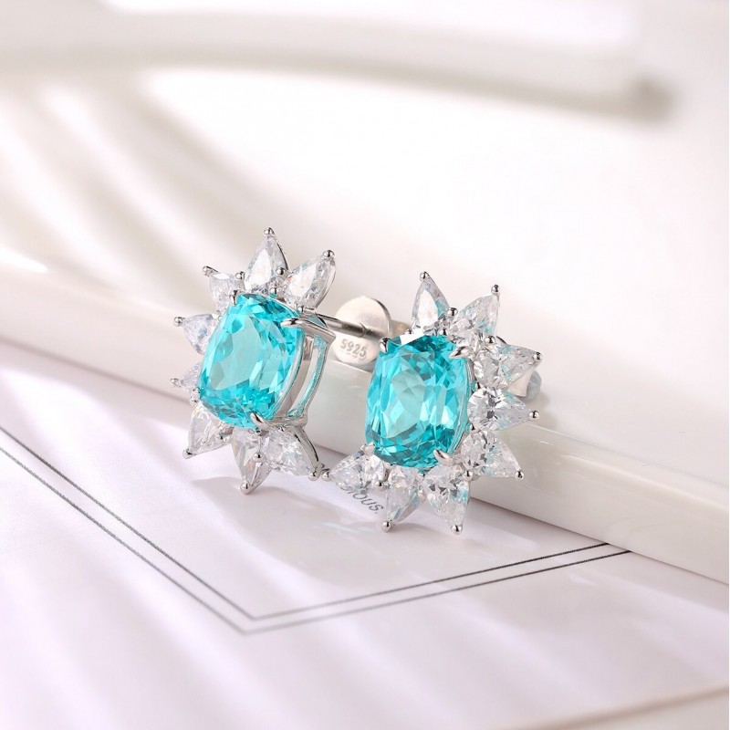 Ruif Jewelry Classic Design S925 Silver 7.102ct Lab Grown Paraiba Sapphire Earrings Gemstone Jewelry