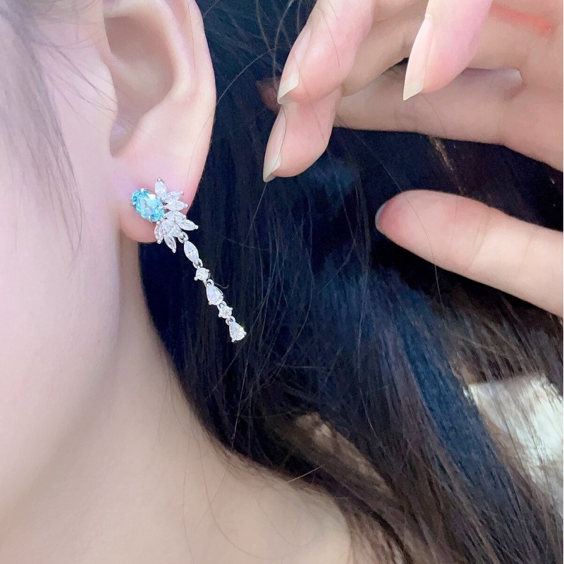 Ruif Jewelry Classic Design S925 Silver Lab Grown Paraiba Sapphire Earrings Gemstone Jewelry