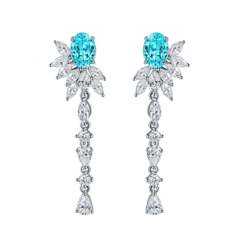 Ruif Jewelry Classic Design S925 Silver Lab Grown Paraiba Sapphire Earrings Gemstone Jewelry