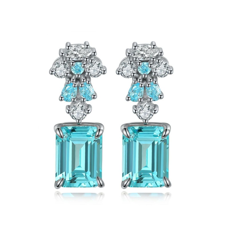 Ruif Jewelry Classic Design S925 Silver 2.58ct Lab Grown Paraiba Sapphire Earrings Gemstone Jewelry