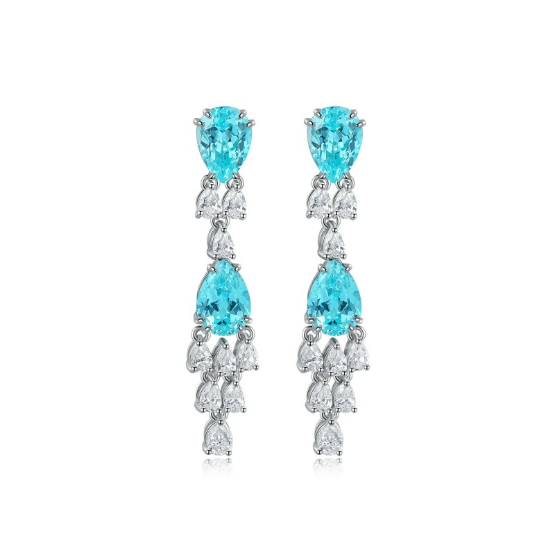 Ruif Jewelry Classic Design S925 Silver 5.2ct Lab Grown Paraiba Sapphire Earrings Gemstone Jewelry