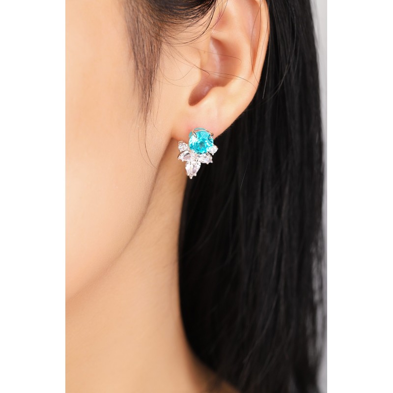 Ruif Jewelry Classic Design S925 Silver Lab Grown Paraiba Sapphire 6.6ct Earrings Gemstone Jewelry