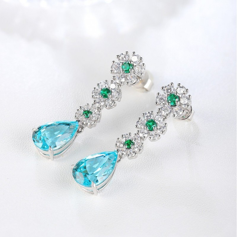 Ruif Jewelry Classic Design S925 Silver 9.41ct Lab Grown Paraiba Sapphire Earrings Gemstone Jewelry