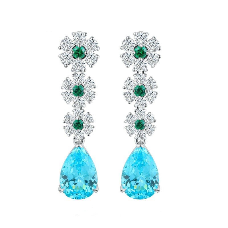 Ruif Jewelry Classic Design S925 Silver 9.41ct Lab Grown Paraiba Sapphire Earrings Gemstone Jewelry